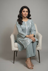 Mist Grey Embroidered Cotton 2-Piece