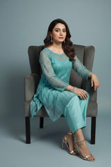 Aqua Gleam Embroidered Cotton 2-Piece